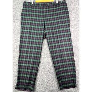 Talbots Plus Size Women's 20W Hampshire Ankle Wool Blend Slacks Green Plaid NWOT